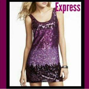 Express Purple Sequin Ombré Dress BEAUTIFUL